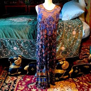 Johnny Was Biya mesh maxi dress with slip